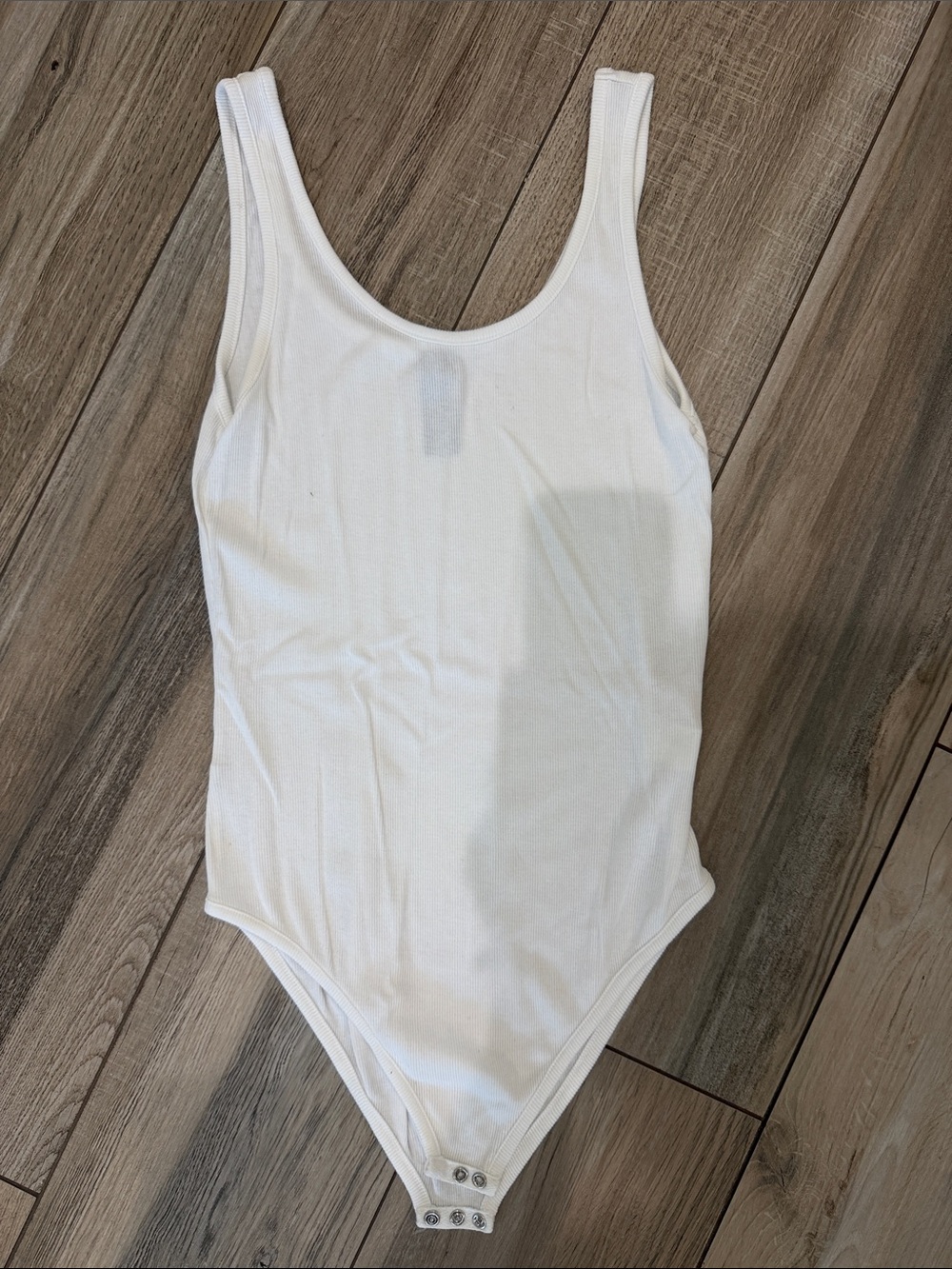 bobi White Ribbed Tank Bodysuit